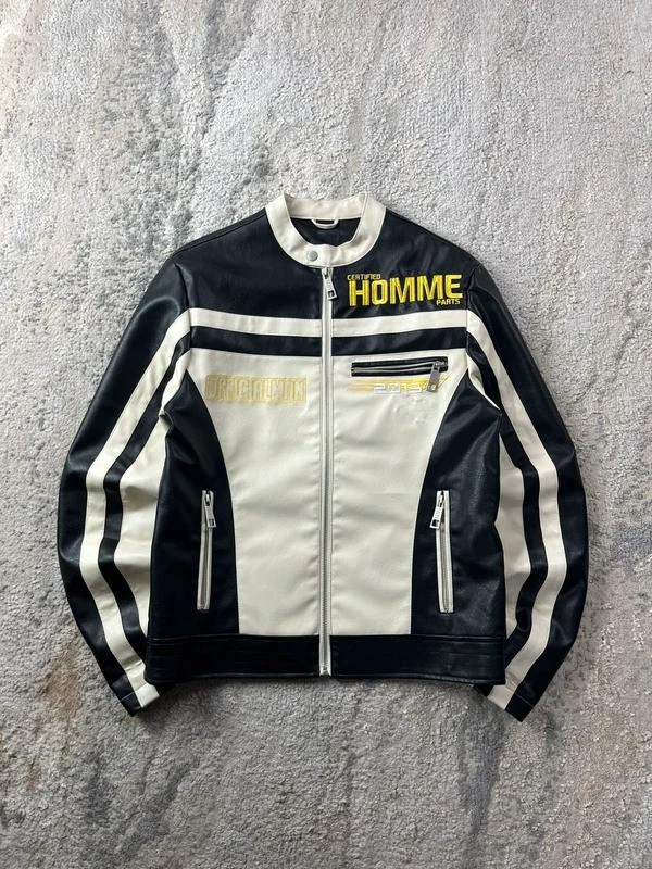 Vintage leather Motorcycle Racing Zip Jacket Size S